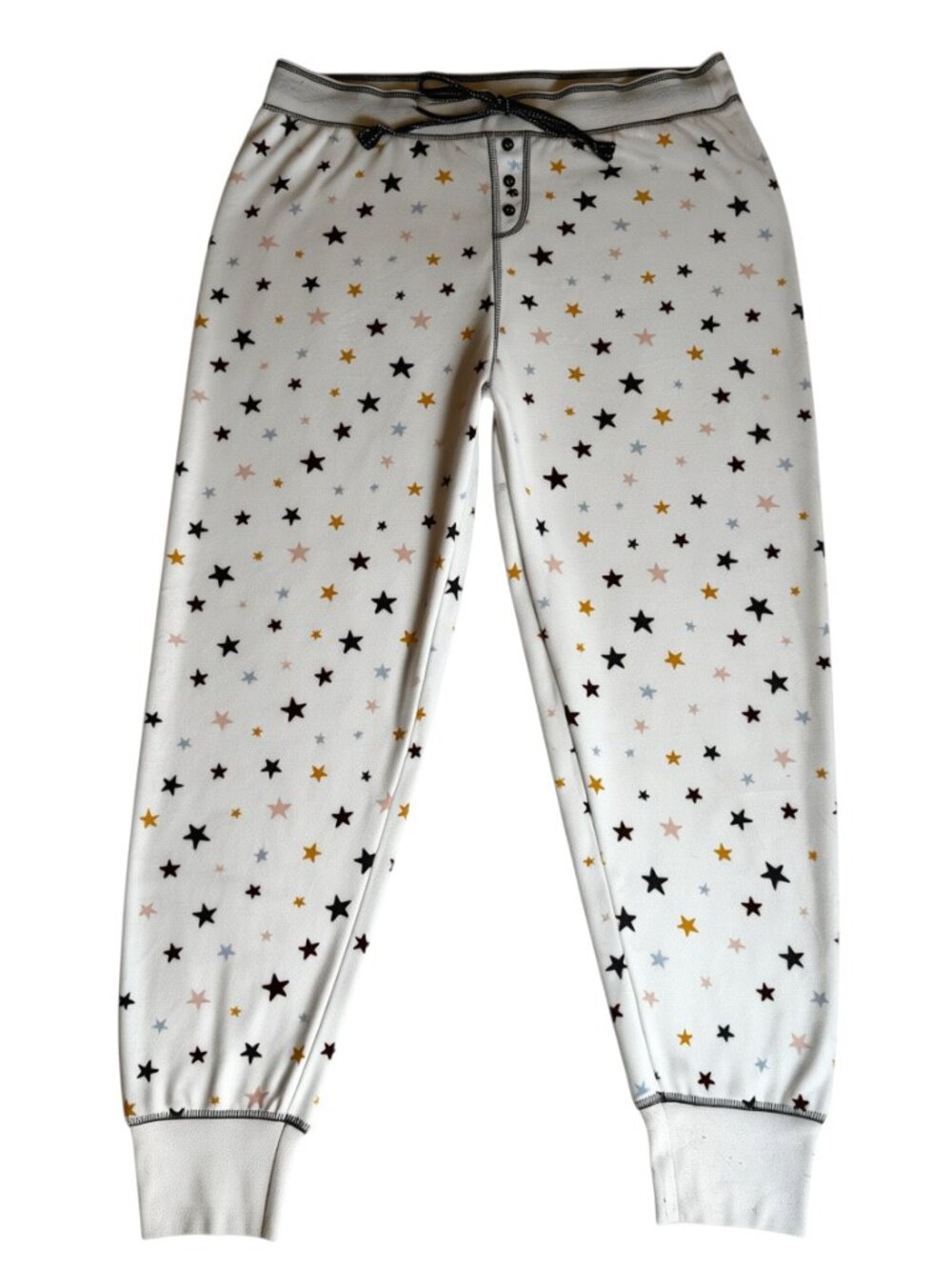 PJ SALVAGE Ivory Multicolor Star Velour Jogger Lounge Pants Size Medium